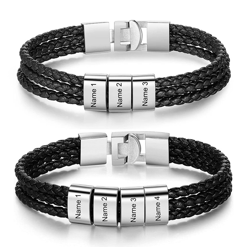 Coordinates Bracelet - Aangepaste herenarmbanden met namen gegraveerde armband
