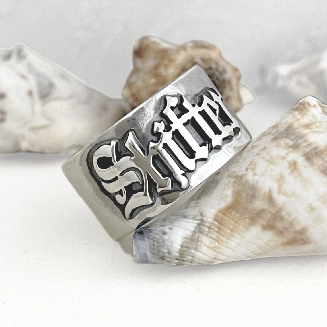 Initial Ring Custom - 12MM Heren Gothic Ringen Gepersonaliseerde Oud